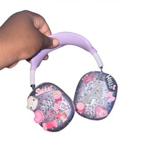 Custom AirPods Maxs with decorative add-ons.