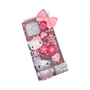 Deluxe custom phone case with heavy charms, glitter, and detailed design